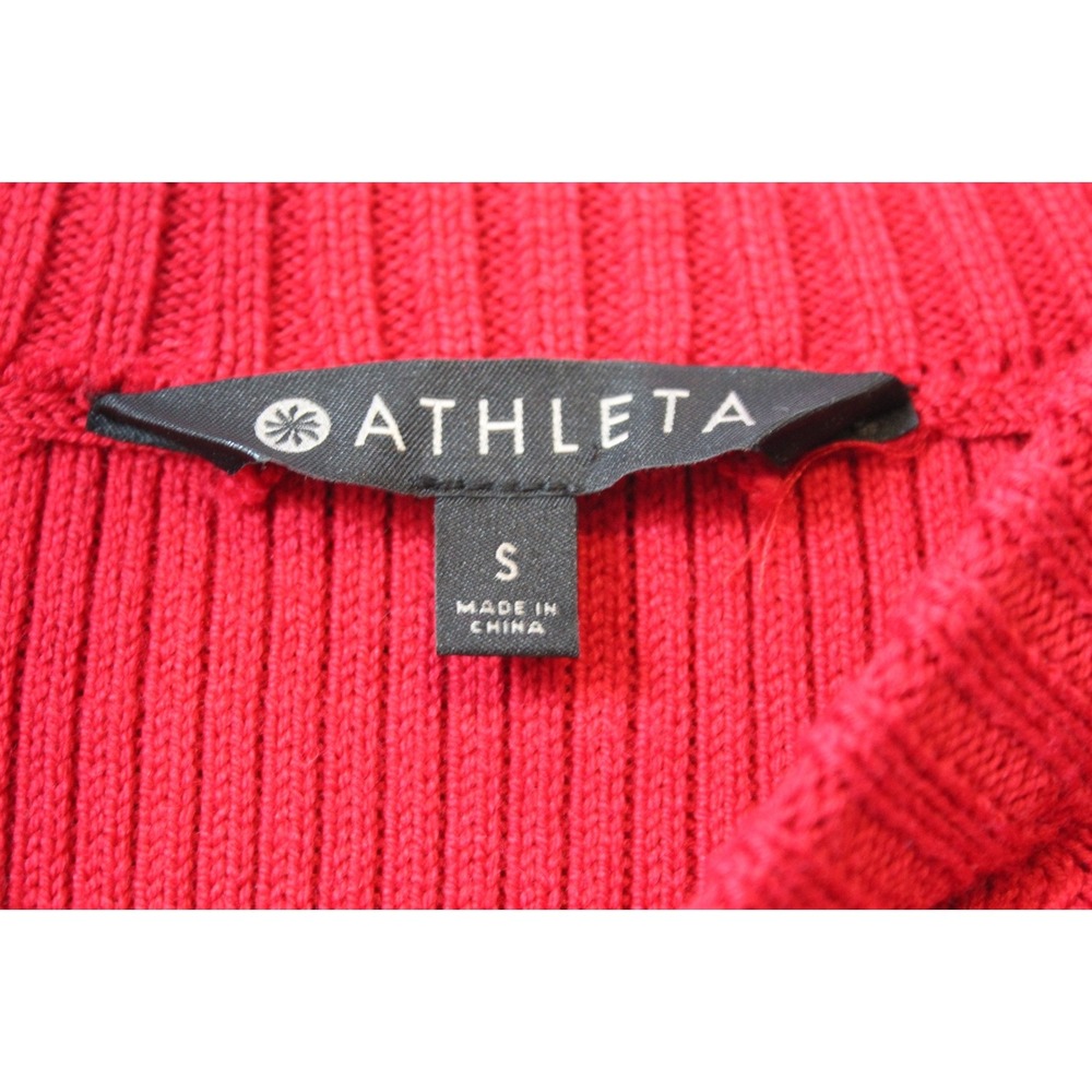 ✨2/$20 Athleta Mesa Sweater Wool Blend Radiant Red Small Raglan Ribbed Crew - Picture 7 of 11